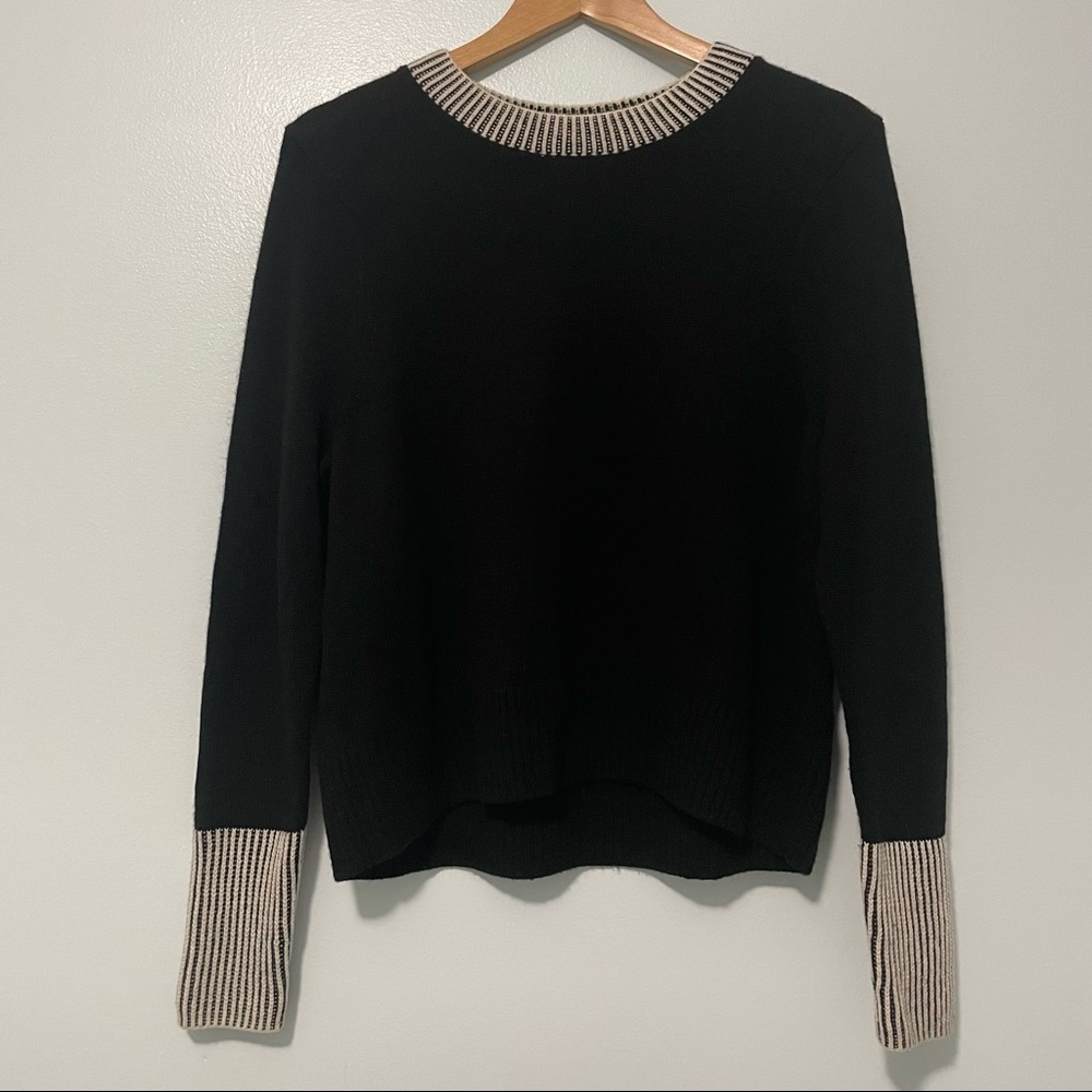Summersalt Comfy Cashmere Wool Crewneck Sweater Two Tone Accent